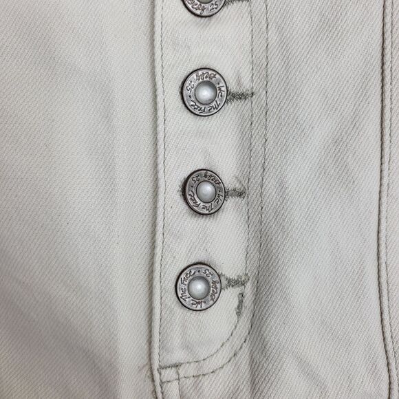 Free People White Jesse Carpenter Raw Hem Button Fly Denim Shorts 30 - Picture 4 of 7